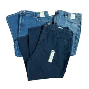 BRAND NEW WOMEN'S SIZE 24W PETITE TERRA & SKY JEAN 3 QTY BUNDLE STRAIGHT SKINNY